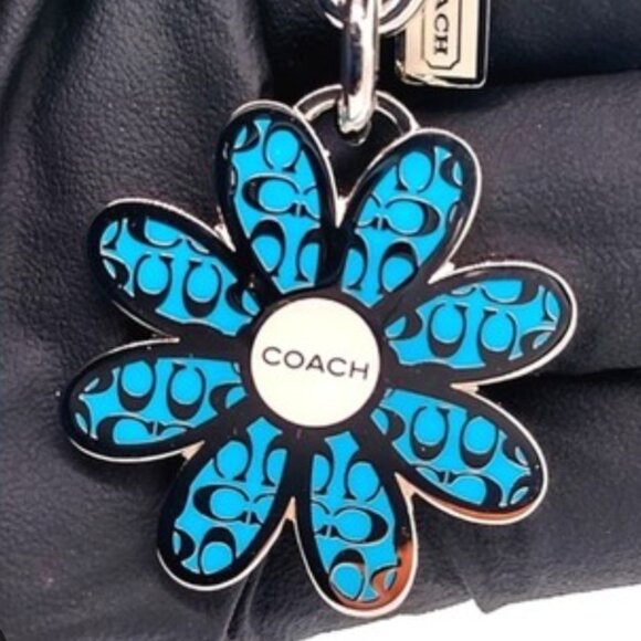 COACH BLUE FLOWER KEYCHAIN CHARM - Picture 1 of 2